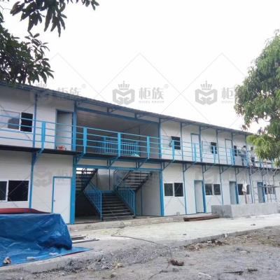 Temporary buildings on construction site